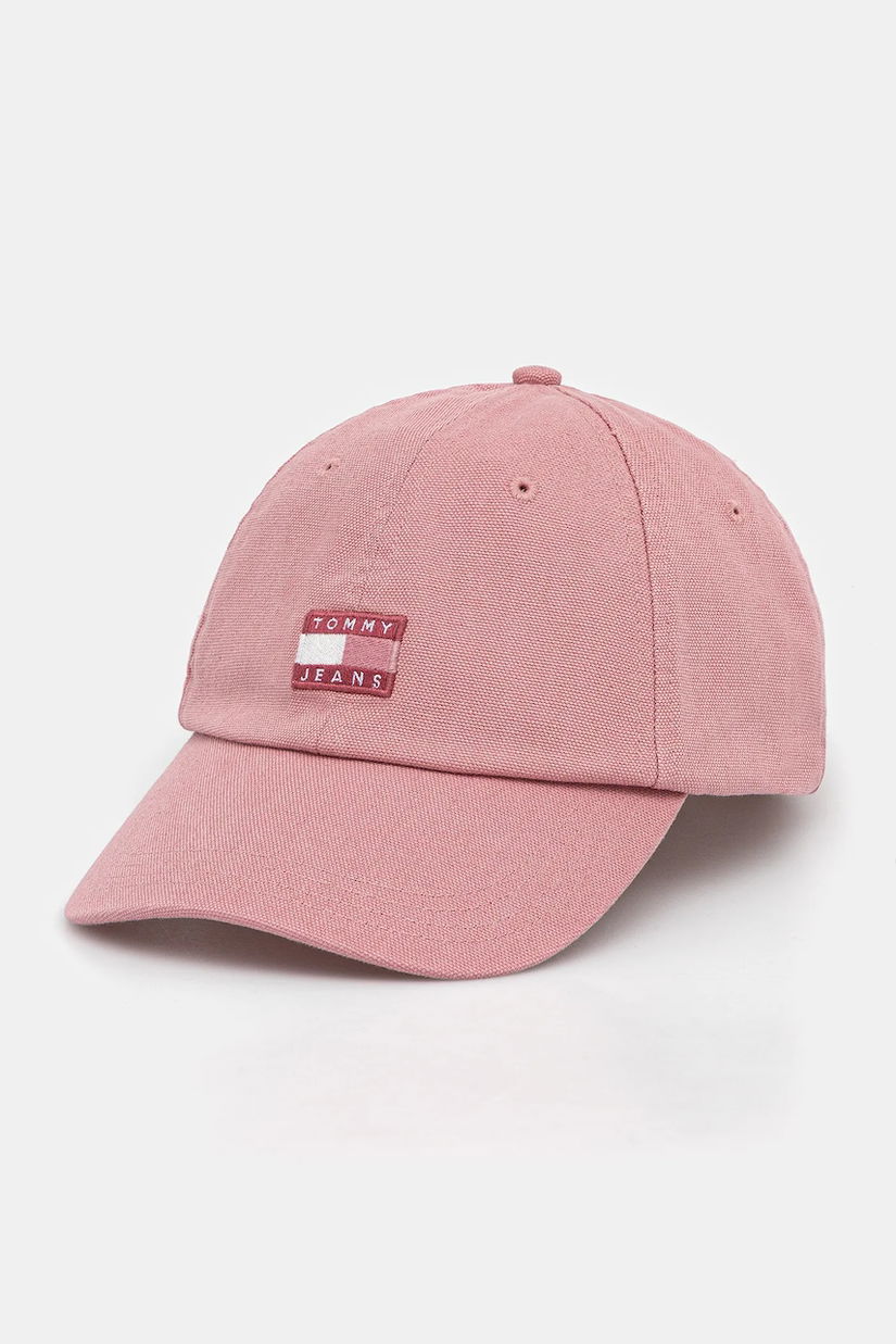 Tommy Jeans șapcă de baseball din bumbac culoarea roz, AW0AW17580