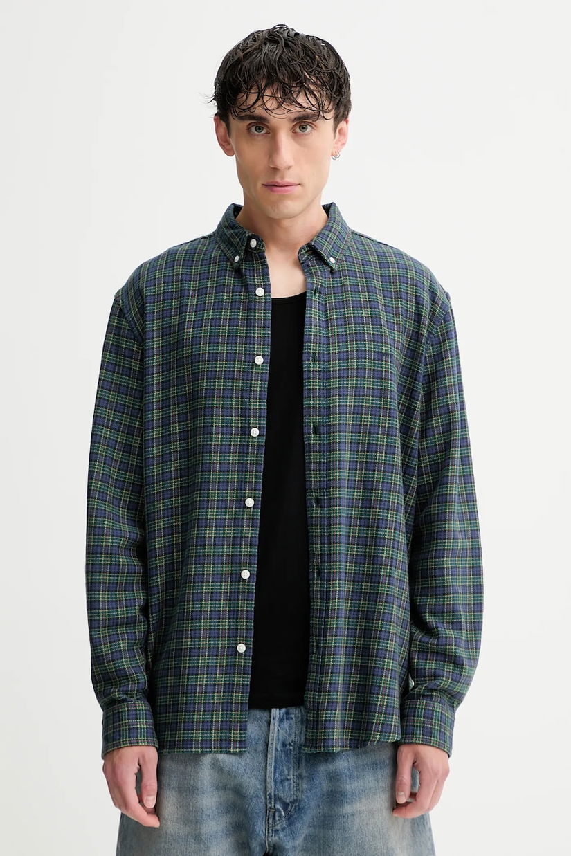 Levi's cămașă din bumbac culoarea verde, cu guler button-down, relaxed, A7210