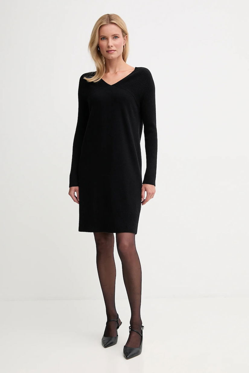 United Colors of Benetton rochie cu lână culoarea negru, mini, drept, 1044DV02C