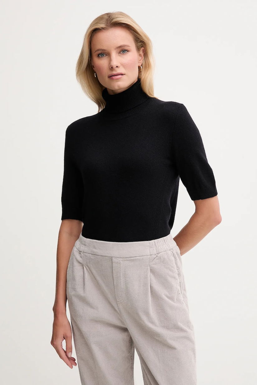 United Colors of Benetton pulover de lână pentru copii culoarea negru, light, cu guler, 102HD203X