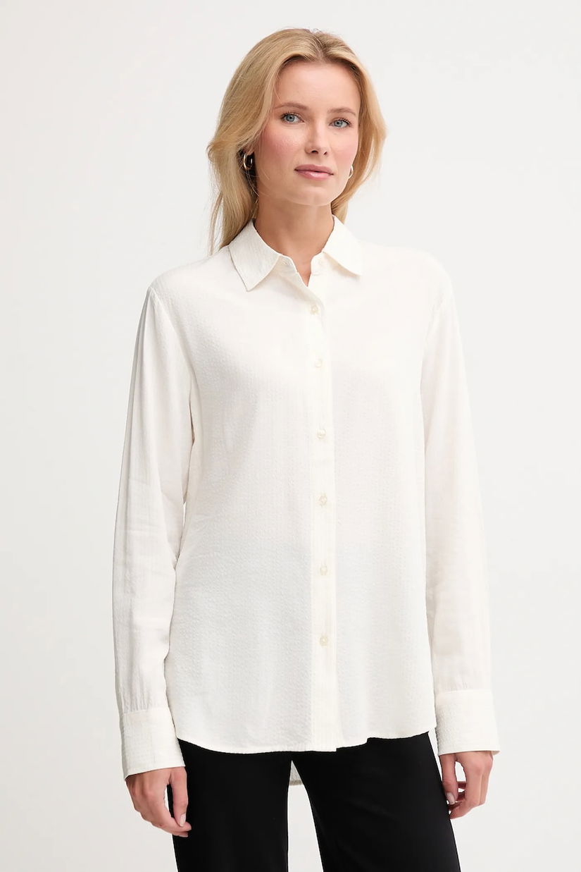 United Colors of Benetton cămașă culoarea bej, cu guler clasic, regular, 570QDQ0AL