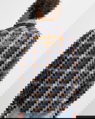 Von Dutch cămașă culoarea bleumarin, cu guler clasic, regular, VD.1.CHL.TYLER