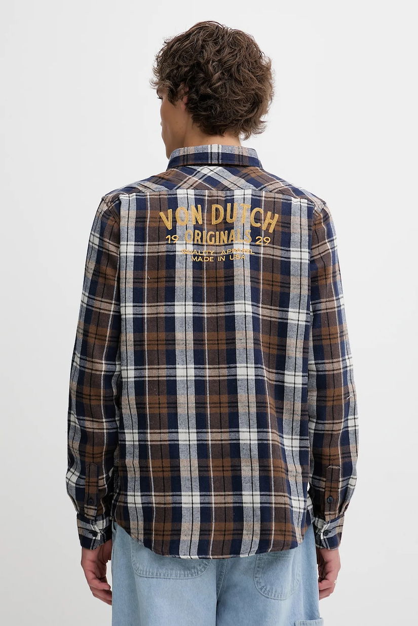 Von Dutch cămașă culoarea bleumarin, cu guler clasic, regular, VD.1.CHL.TYLER
