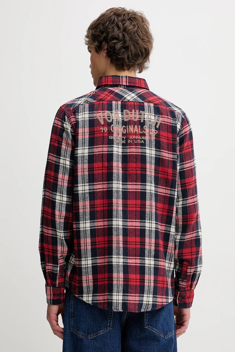 Von Dutch cămașă culoarea rosu, cu guler clasic, regular, VD.1.CHL.TYLER