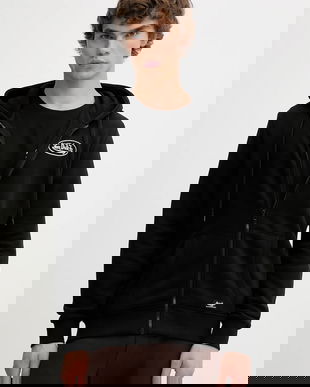 Von Dutch bluză culoarea negru, cu glugă, uni, VD.1.SWZ.SLI