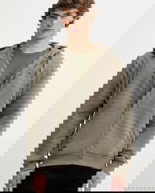 Von Dutch bluză culoarea verde, cu glugă, uni, VD.1.SWZ.SLI