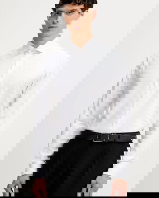 Eton cămașă din bumbac culoarea alb, cu guler clasic, slim, 100013928