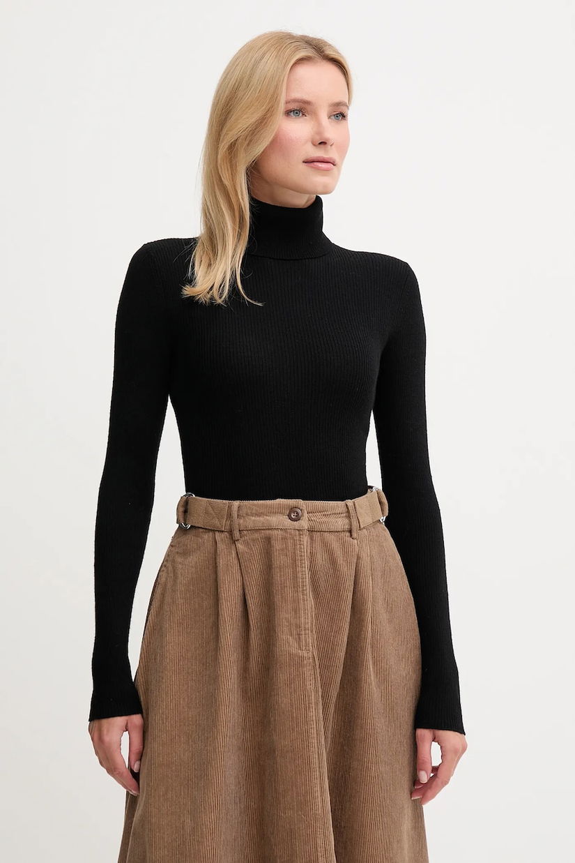 Joop! pulover de lână culoarea negru, cu guler, 30049422