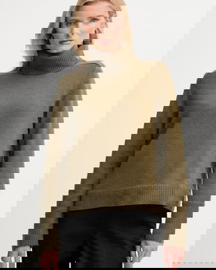 Joop! pulover din amestec de lână culoarea verde, cu guler, 30049417