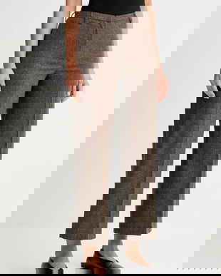 Sessun pantaloni cu lână culoarea maro, lat, high waist, 25107006