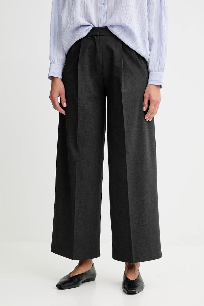 Sessun pantaloni culoarea gri, lat, medium waist, 25107014