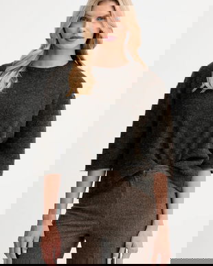 Sessun pulover din amestec de lână de alpaca culoarea maro, 25109014