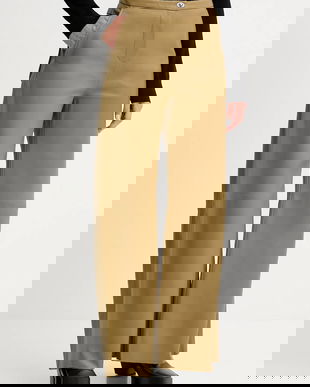 Stand Studio pantaloni de piele Rowena culoarea verde, lat, medium waist, 66529-7870