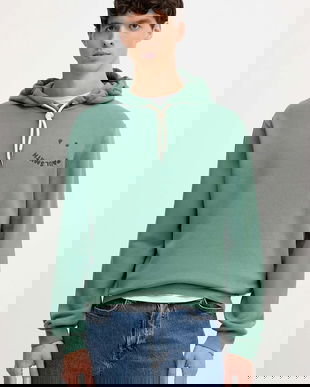 PS Paul Smith hanorac de bumbac culoarea verde, cu glugă, cu imprimeu, M2R-217Z-T22469