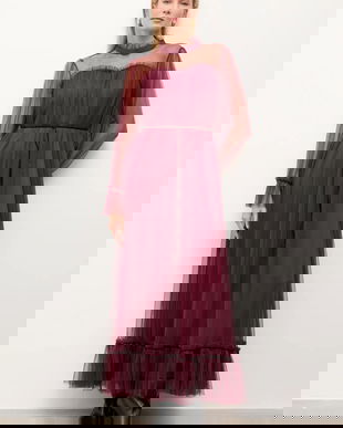 Answear.LAB rochie culoarea bordo, maxi, drept