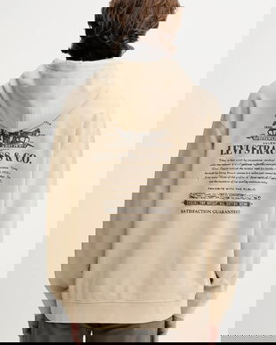 Levi's hanorac de bumbac culoarea bej, cu glugă, uni, 38479