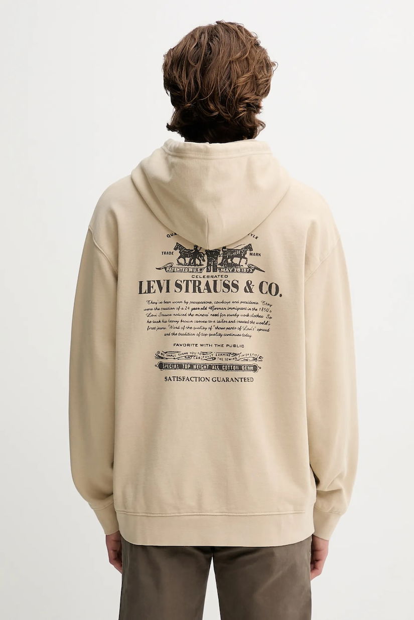 Levi's hanorac de bumbac culoarea bej, cu glugă, uni, 38479