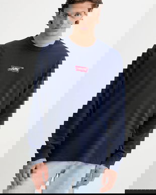 Levi's hanorac de bumbac culoarea bleumarin, cu imprimeu, A6145