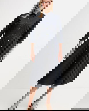 Barbour rochie din bumbac SAFFRON culoarea bleumarin, midi, evazați, LDR0942