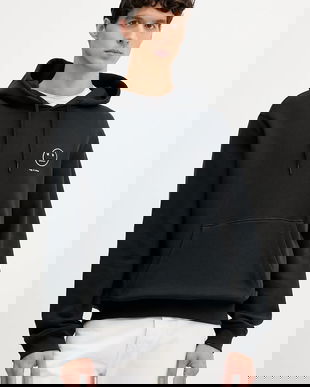 Rag & Bone bluză culoarea negru, cu glugă, cu imprimeu, RF7025FT2GM