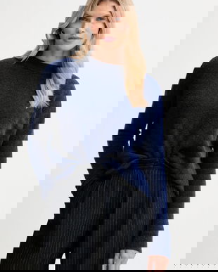 Sessun pulover din amestec de lână și alpaca culoarea bleumarin, light, 25109019