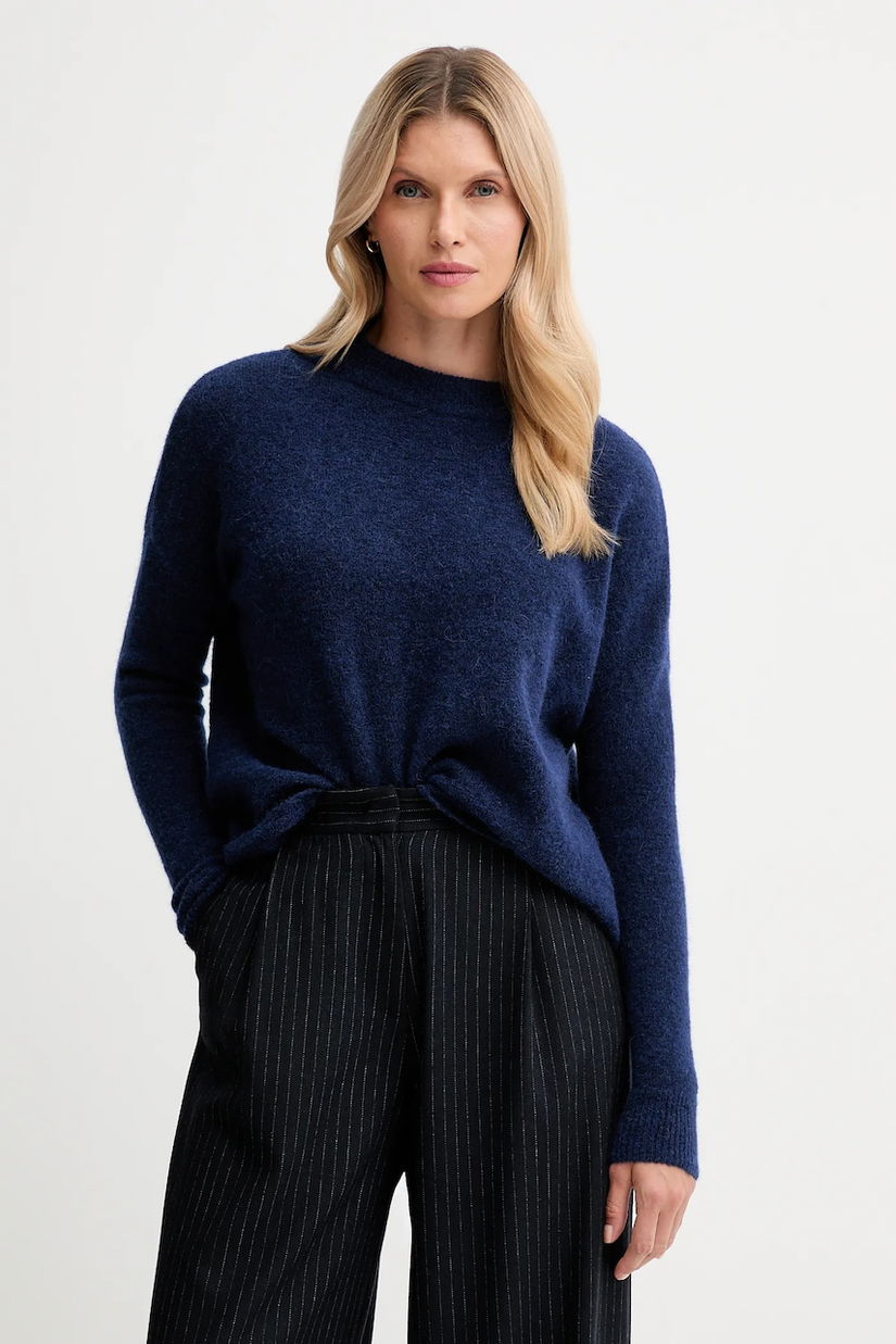 Sessun pulover din amestec de lână și alpaca culoarea bleumarin, light, 25109019