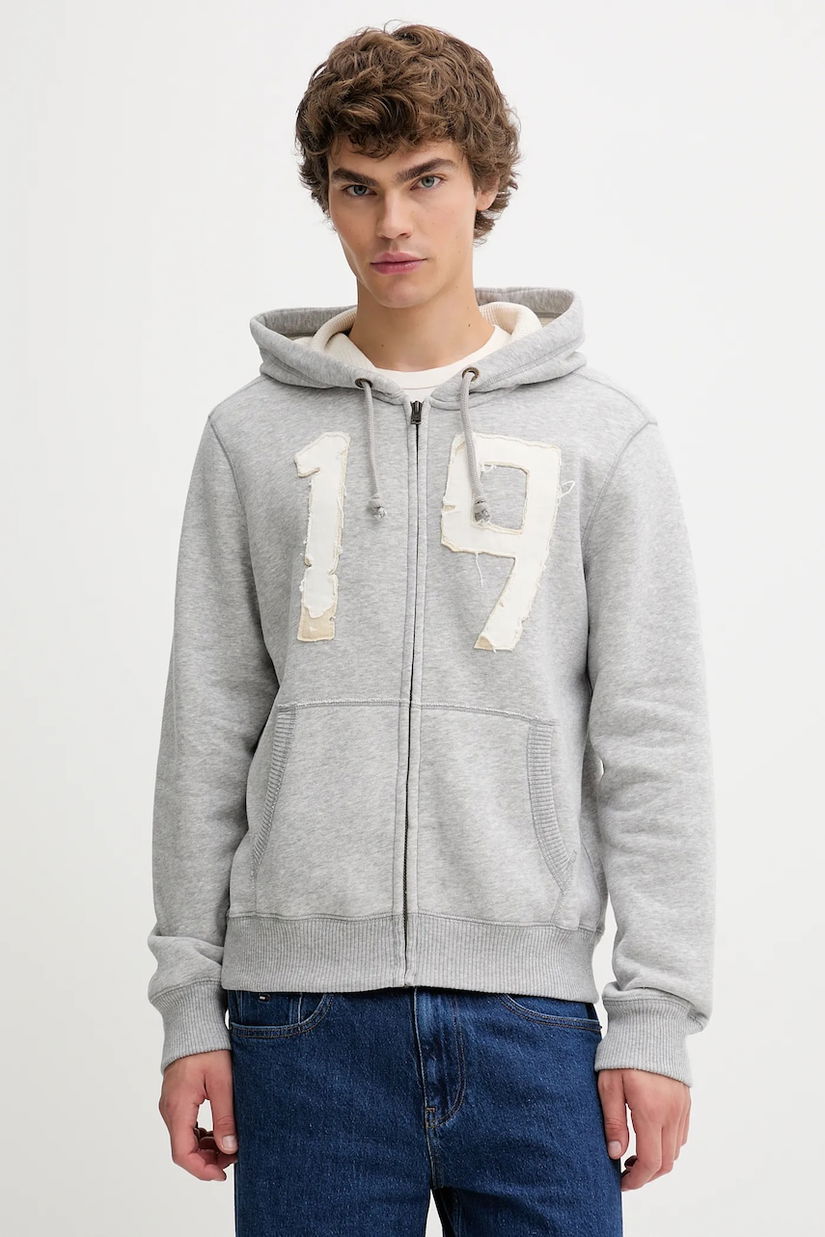 Hollister Co. bluză culoarea gri, cu glugă, melanj, KI322-5271