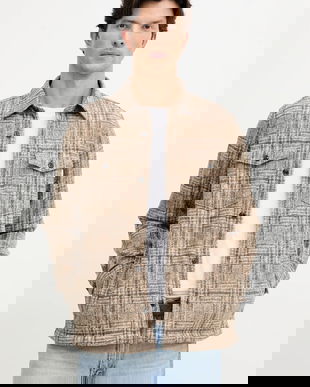 Joop! cămașă din amestec de lână jachetă bej bărbătească standard cu guler clasic 30048785