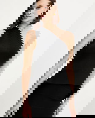 Herve Leger bluză Betty culoarea negru, uni, HLT1536082