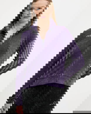 adidas bluză din velur Tiro culoarea violet, uni, JM1816