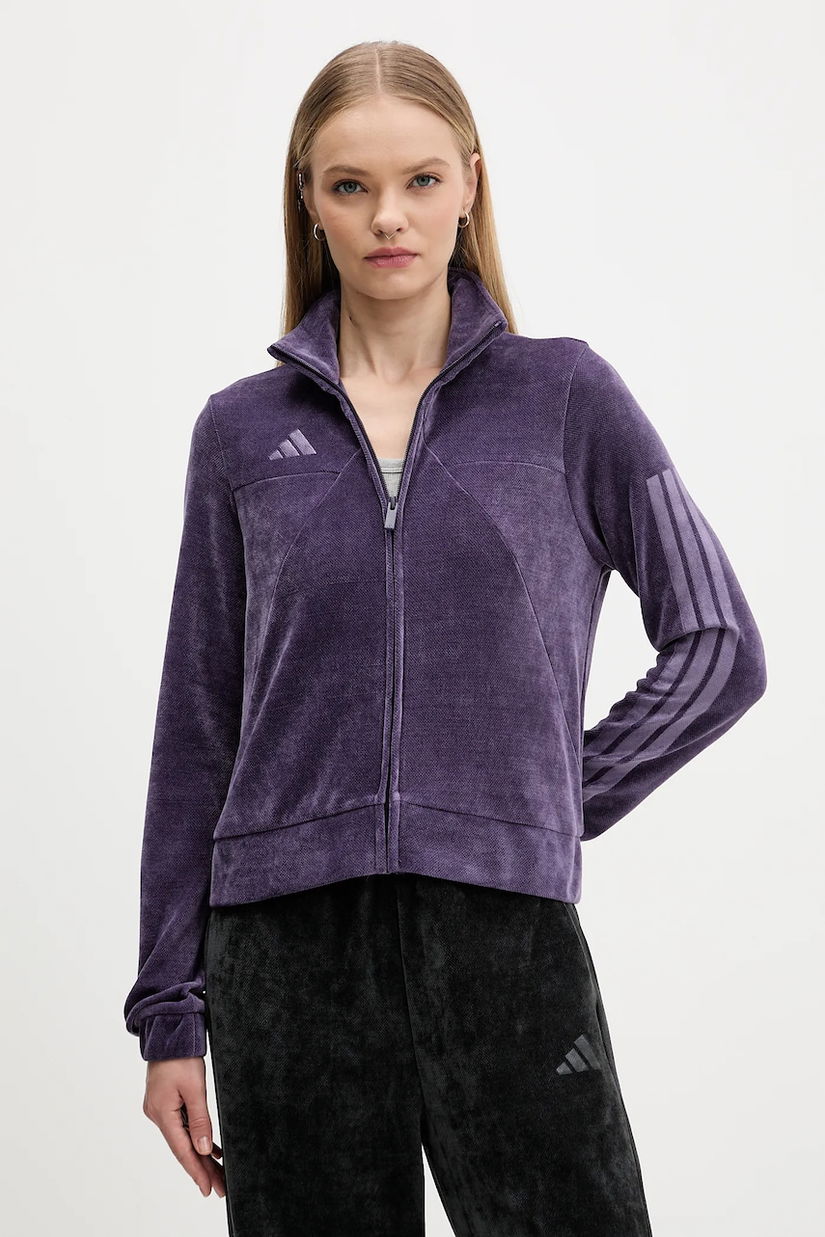 adidas bluză din velur Tiro culoarea violet, uni, JM1816