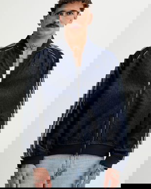 adidas Originals hanorac din denim Adicolor loose SST culoarea bleumarin, uni, JX6461