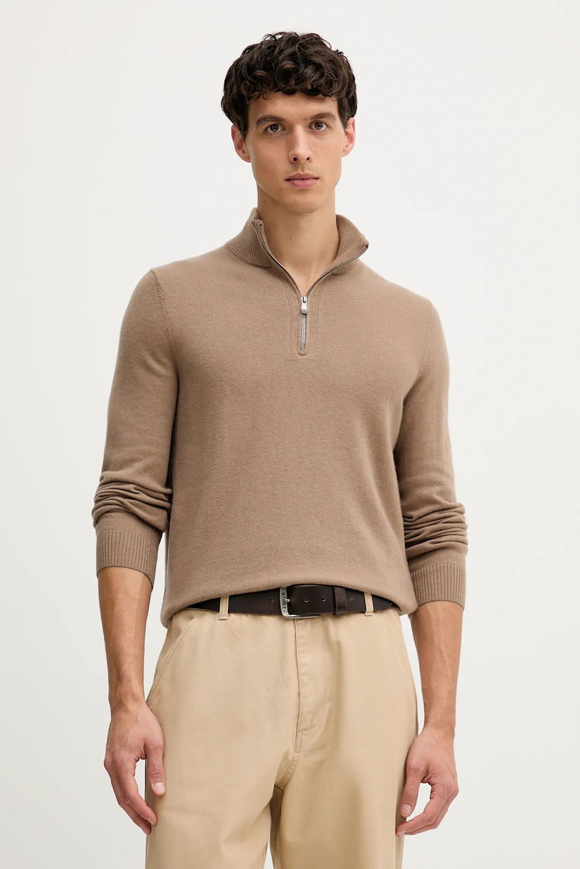 Joop! pulover din amestec de lână culoarea maro, light, cu turtleneck, 30048172