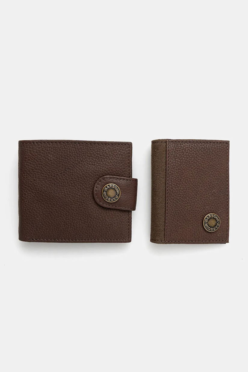 Barbour portofel din piele și suport pentru card culoarea maro, MGS0102