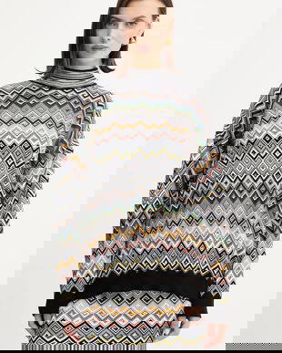 Missoni pulover din amestec de lână culoarea maro, light, cu turtleneck, DS25WN16.BK01CQ