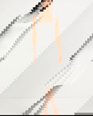 Herve Leger rochie Camille culoarea alb, midi, evazați, DSP8535748