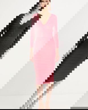 Herve Leger rochie Athena culoarea bordo, mini, mulată, DRB8536267