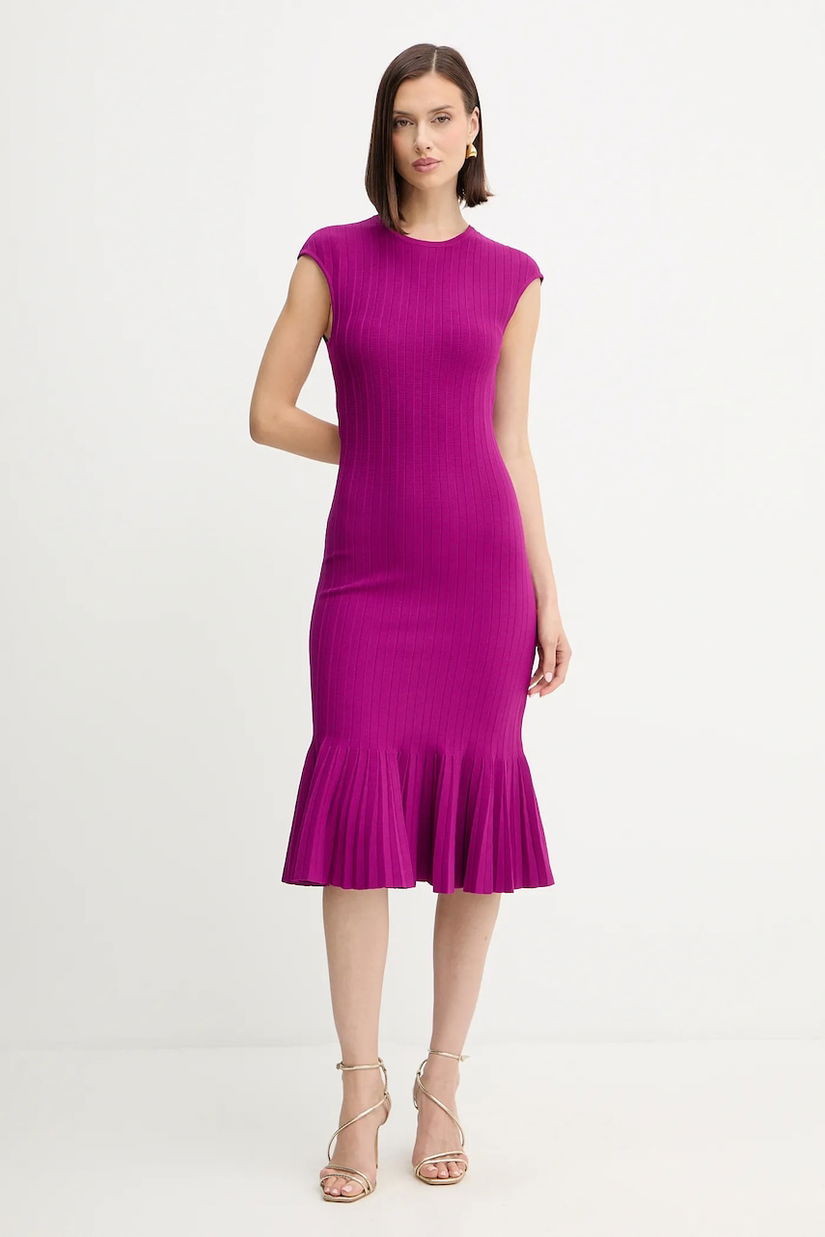 Herve Leger rochie Bridget culoarea violet, midi, evazați, DGR8535468