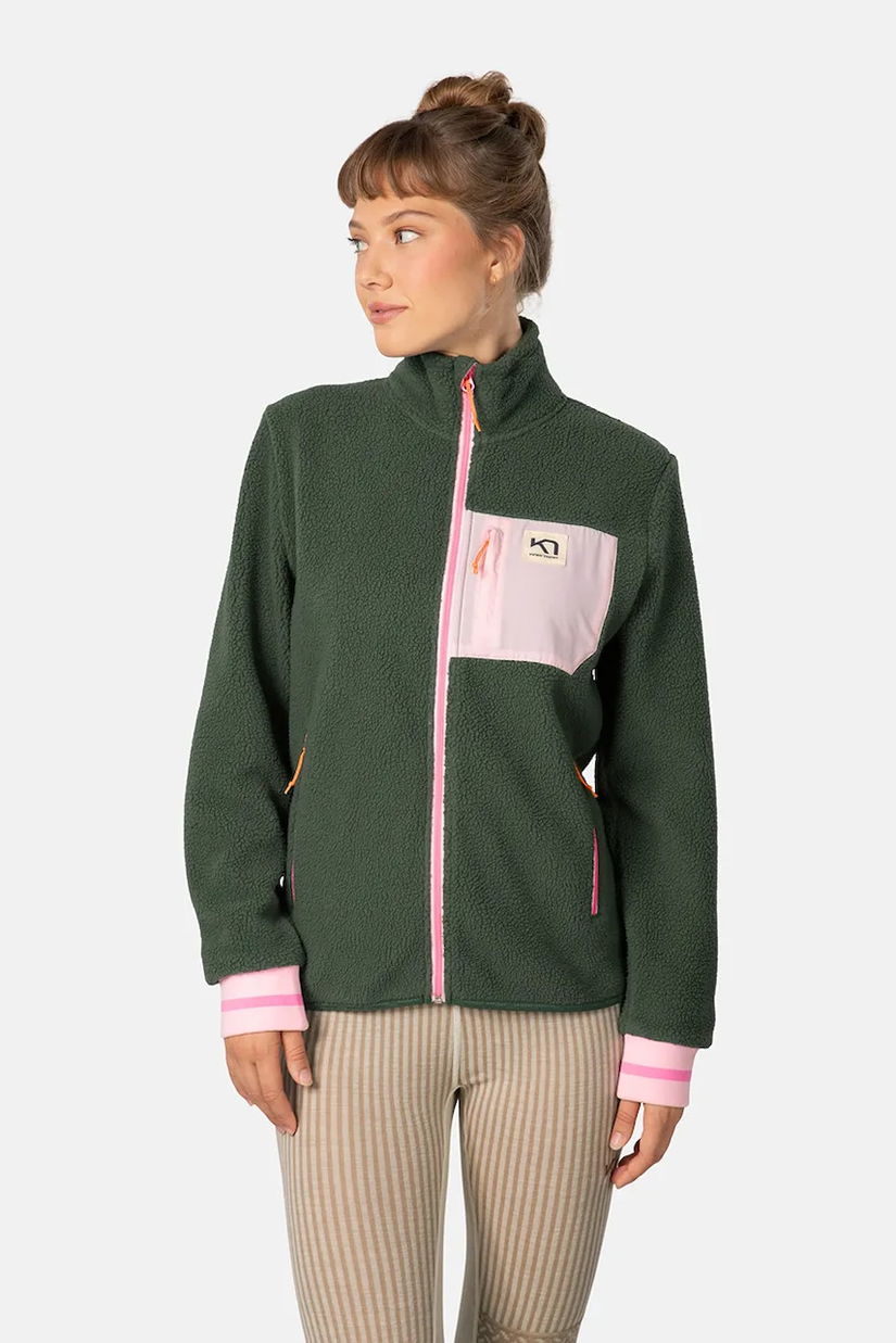 Kari Traa hanorac fleece ROTHE culoarea verde, uni, 623487