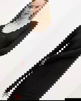 Tommy Jeans rochie culoarea negru, mini, mulată, DW0DW21508