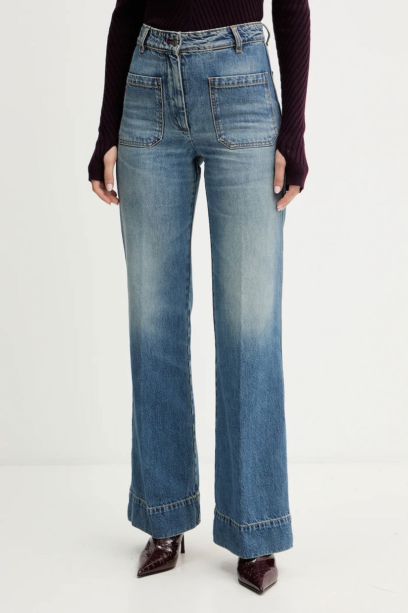 Victoria Beckham blugi din bumbac high waist, 1425DJE005218Y.R