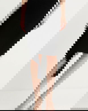 Herve Leger fustă Alma culoarea negru, mini, drept, HLT3536090