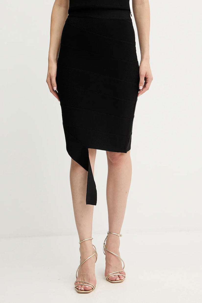 Herve Leger fustă Alma culoarea negru, mini, drept, HLT3536090