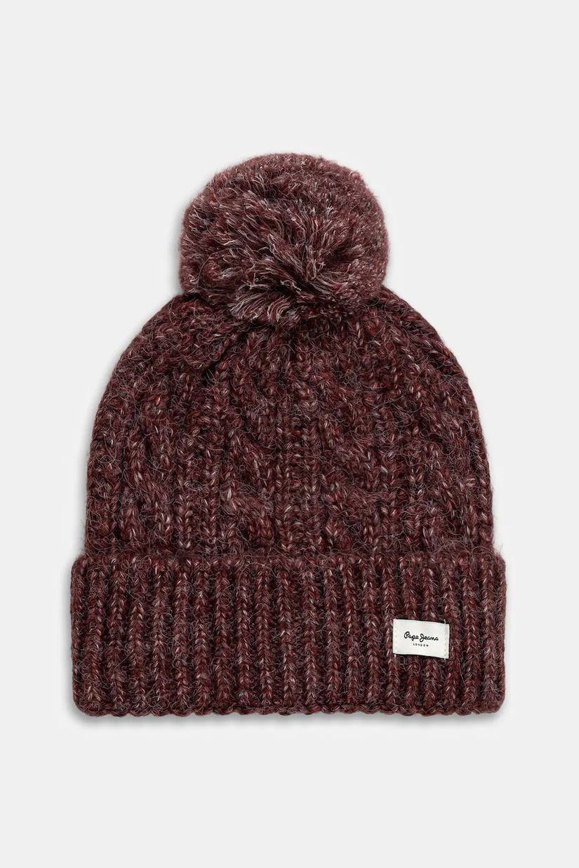Pepe Jeans căciulă din amestec de lână culoarea bordo, PL0400004