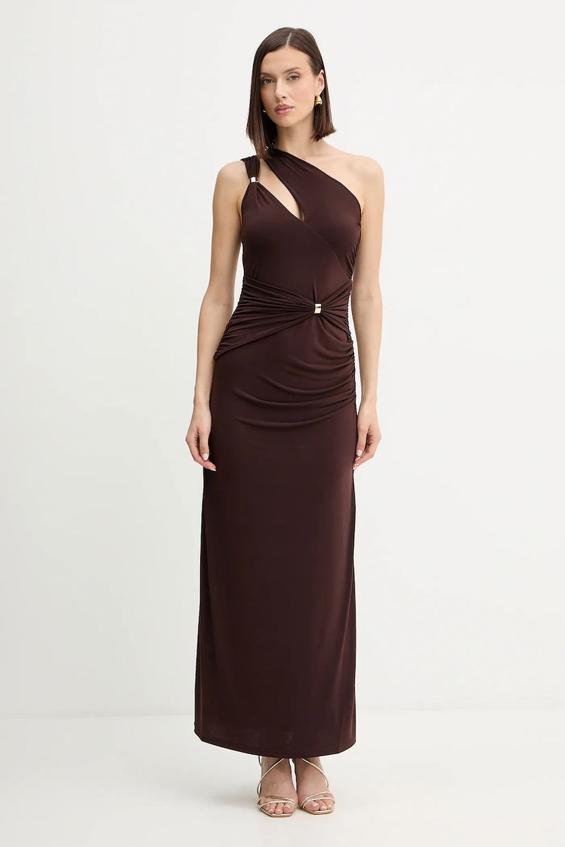 Herve Leger rochie Aurora culoarea maro, maxi, mulată, RMJ8536054