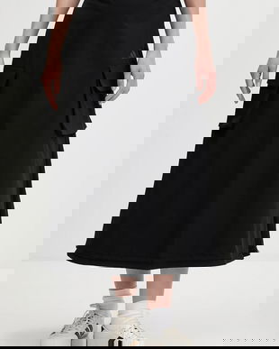 adidas fustă City Tech culoarea negru, midi, evazați, JM8438