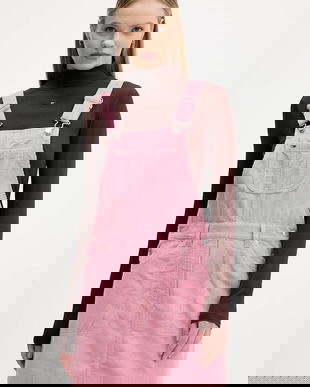 Tommy Jeans rochie din velur culoarea roz, mini, evazați, DW0DW21494