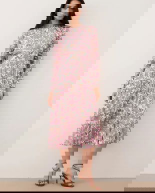 Bizuu rochie NYLA culoarea roz, midi, evazați, NYLA RÓŻOWY