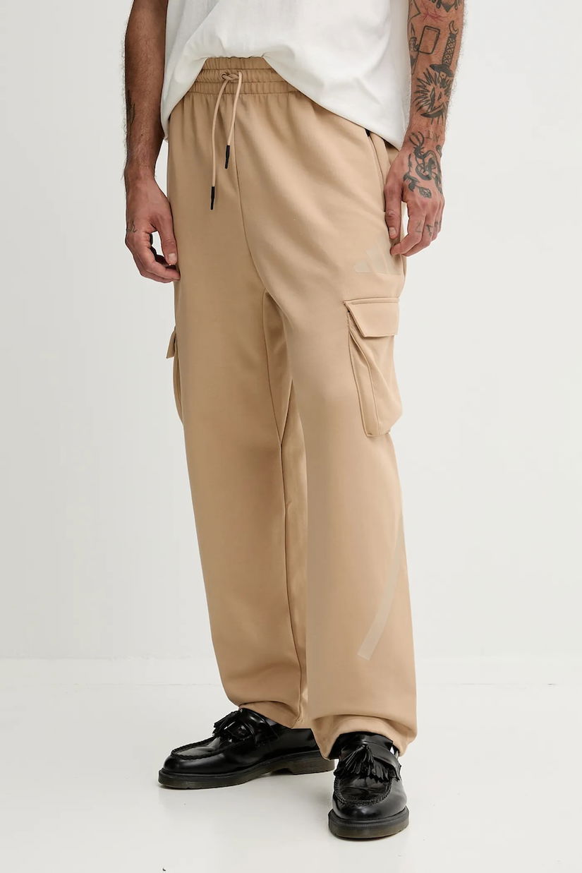 adidas pantaloni de trening adidas x Z.N.E culoarea bej, cu imprimeu, JW4758