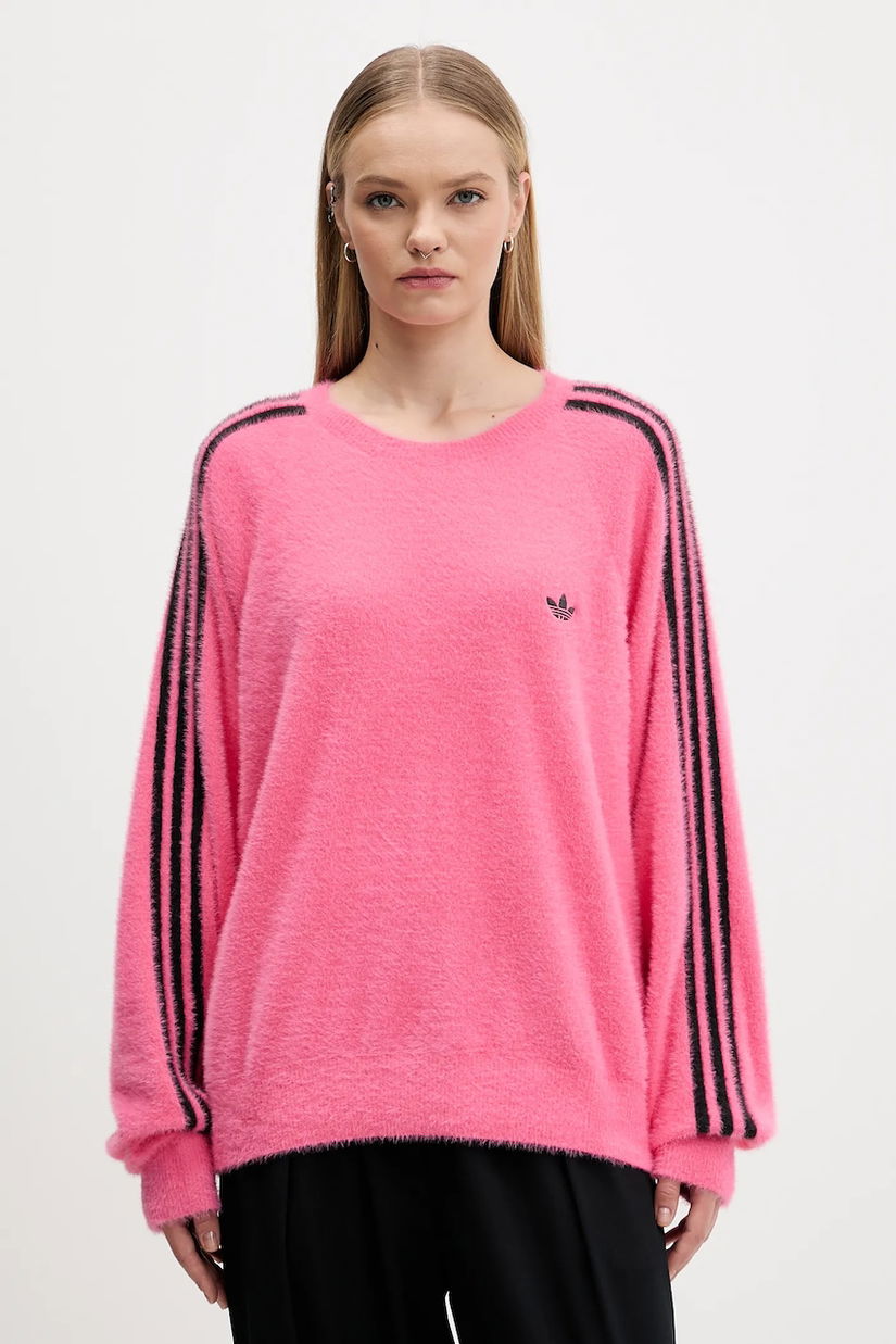 adidas Originals pulover Holiday culoarea roz, light, JX7811